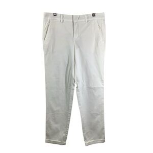 Vince Women’s Twill Tapered Ankle Button Zip Cotton Blend Pants White